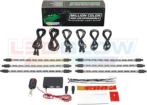 Miniatura 6 de LEDGlow Kit de iluminación LED multicolor de 6 piezas para interiores y camiones, 18 colores sólidos, 10 patrones únicos, modo de música, incluye