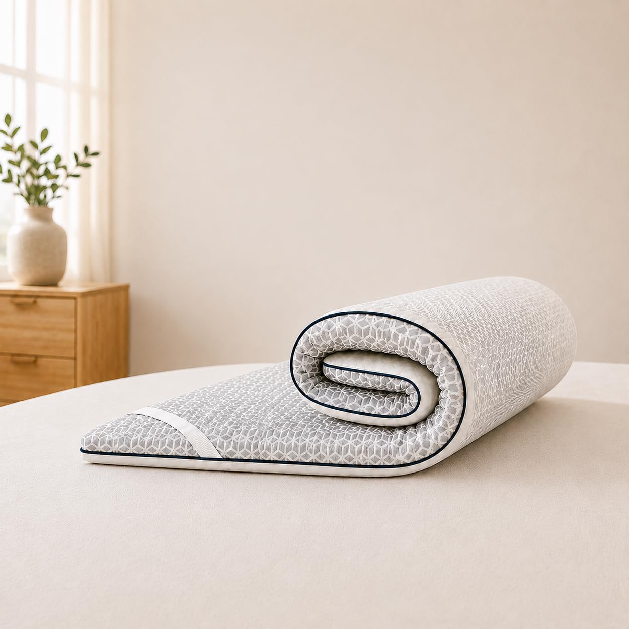 Brightr® Titan Firm Dual-Layer 5cm thick Foam Mattress Topper 90x200 size Bed, Orthopedic Bed Topper for Back Pain with Breathable Washable Copper Cover, Flippable Firm/Medium Feel 90x200cm