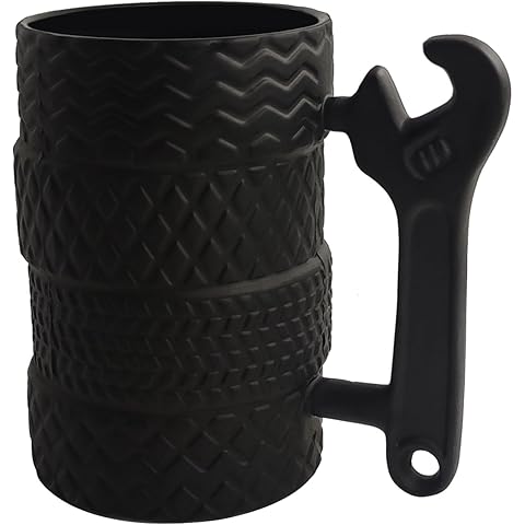 Tire Coffee Tea Mug - Unique Mechanic Gifts for Car Lovers Novelty Ceramic Coffee M...