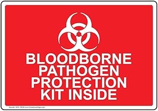 ComplianceSigns.com Bloodborne Pathogen Protection Kit Inside Label Decal, 14x10 in. Vinyl for Facilities