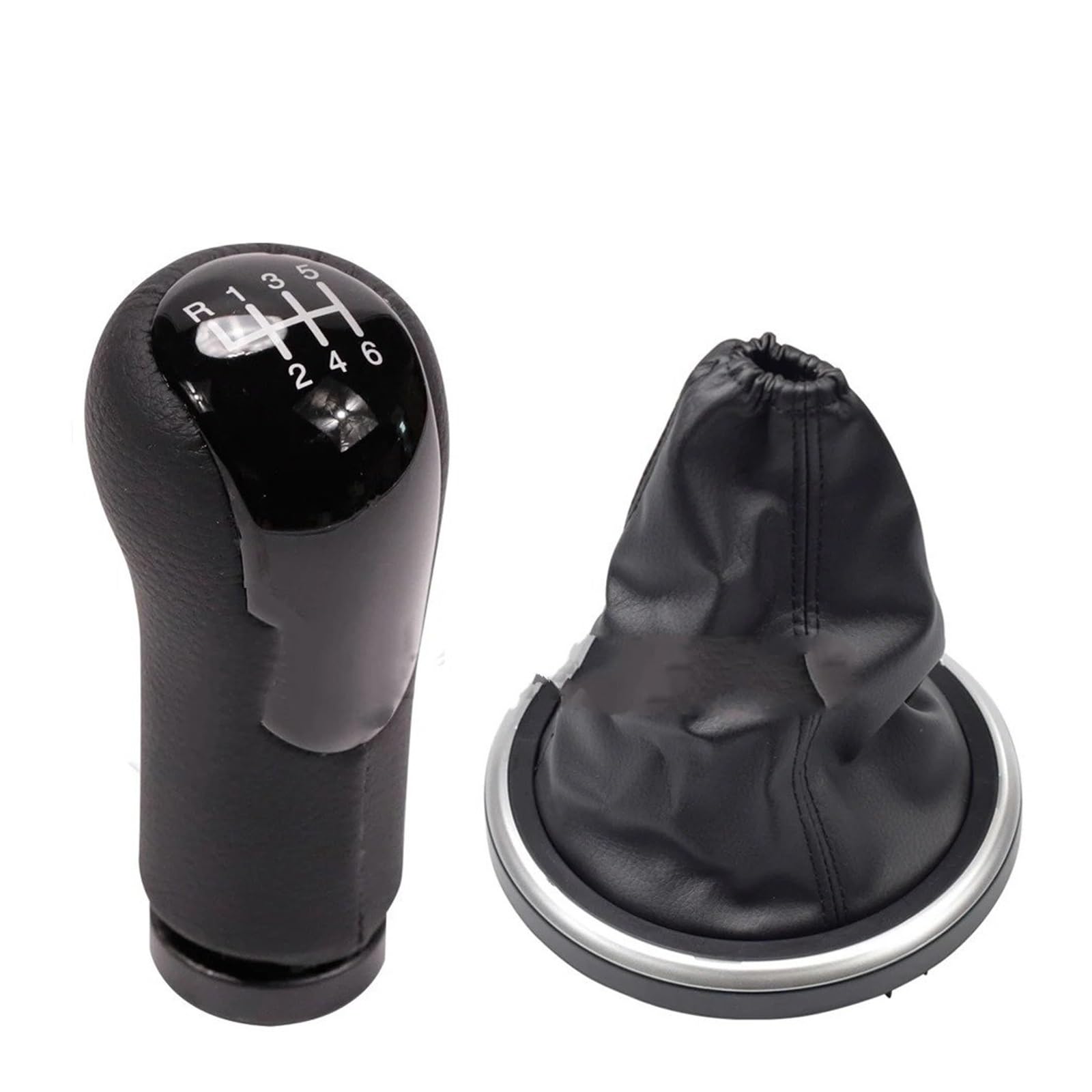 PYBYCEGNZK Car Interior Accessories for Fiesta 2002-2007 Manual 5 6 Speed Gear Shift Knob Lever Gaitor Shifter(6-Speed Black Set ﻿)