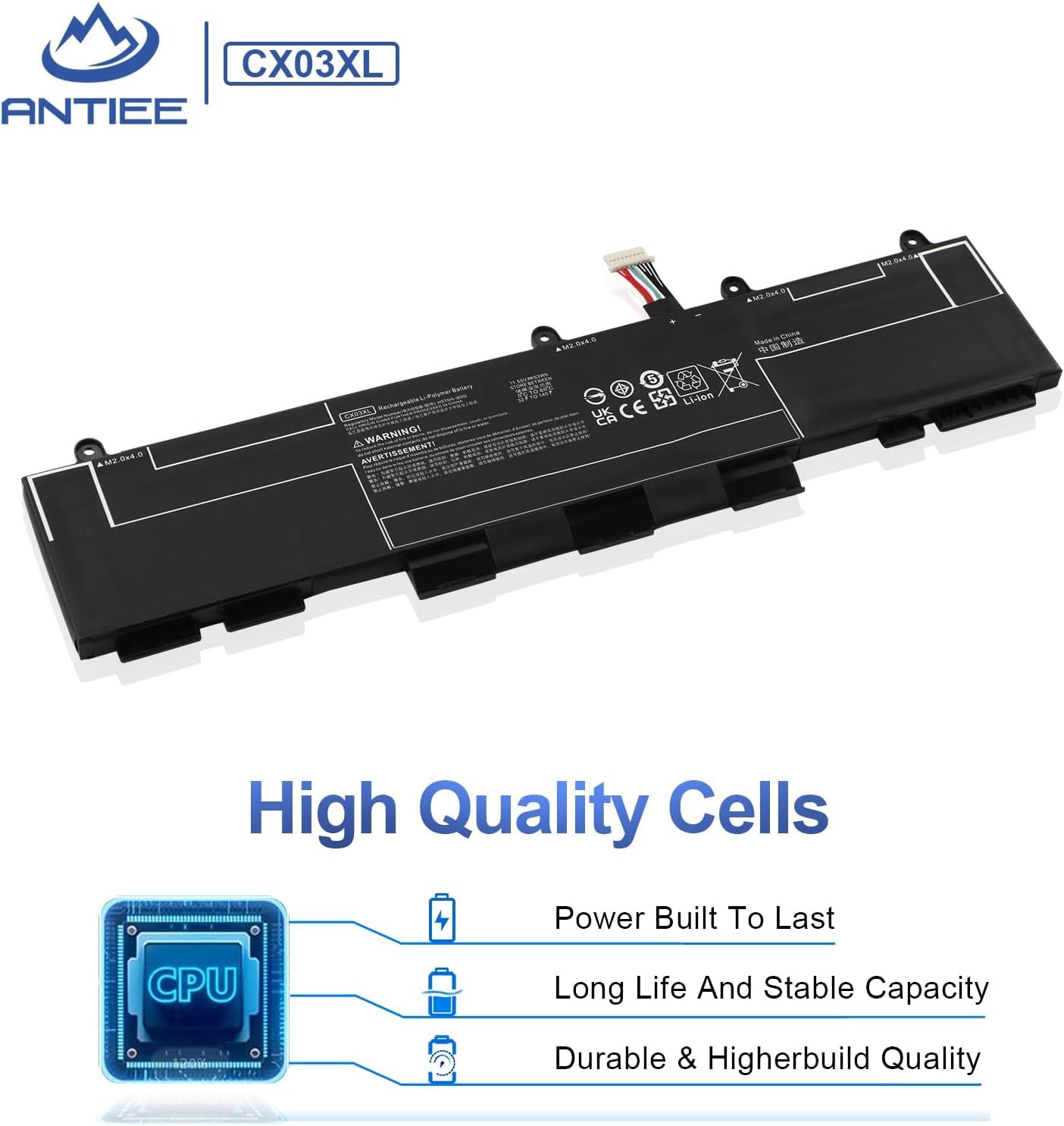 ANTIEE CX03XL Laptop Batterie pour HP EliteBook x360 830 G7 EliteBook x360 830 G8 Series HSTNN-IB9G HSTNN-LB8R L77624-422 L78551-005 L77624-1C1 L77624-421 CX03053XL 11.55V