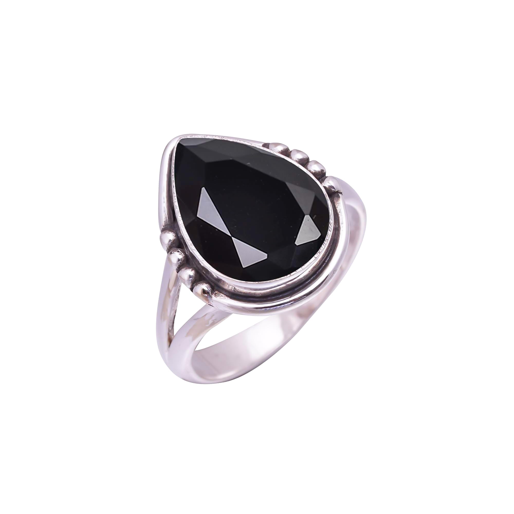 MINSA JEWELRY Black Onyx Gemstone 925 Sterling Silver Ring, Adjustable Ring, Silver Jewelry Ring, Black Ring, Pear Ring, Dainty Ring, Handmade Ring, Gemstone Ring, V9498-R2143-22|5