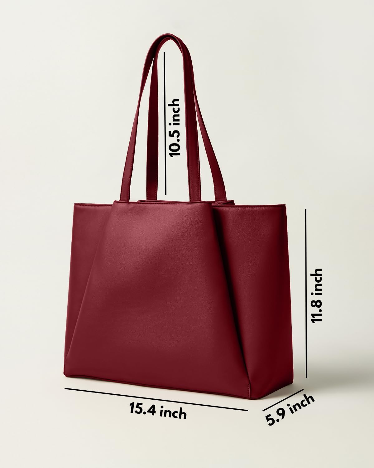 Work Tote Bags for Women 15.6 Inch - Laptop Tote Bag with Zip Compartments - Large PU Leather Office Purse Computer Briefcase - Image 6