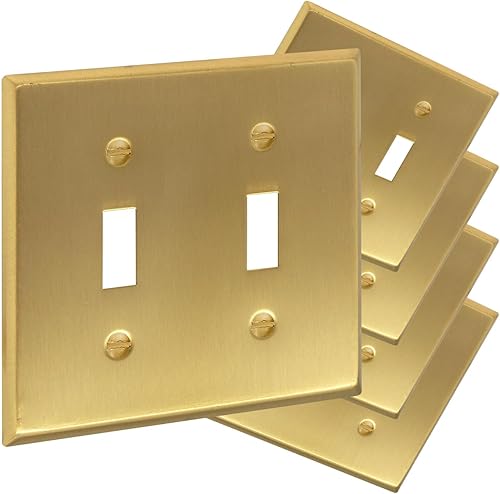 Rio Salto Cubiertas de Interruptor de Luz de Palanca Doble de Metal Dorado para Placa de Pared, TAMAÑO ESTÁNDAR, Placa de Pared Decorativa Dorada