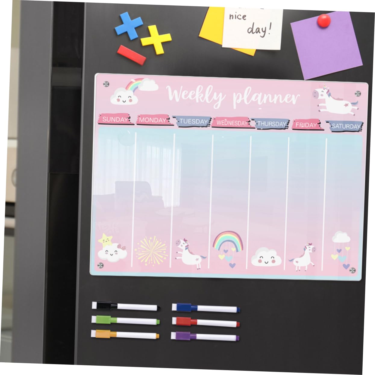 SHINEOFI Acryl Wochenplaner Tafel Magnetisch Für Kühlschrank Abwischbar Planungstafel Transparent Mit Blasenbildung Oder Verbiegen Vermeidend