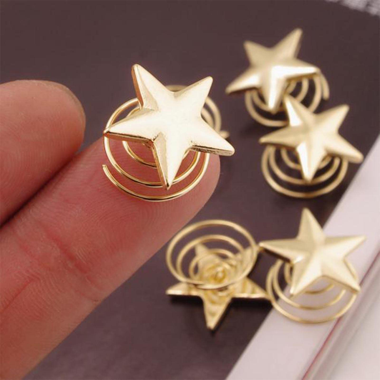 Yienate Star Hair Clips Spiral Barrette Gold Star Hair Pins Head Clip 5 Packs Make Up Headpieces Bridal Barrette Wedding Hair Accessories for Women Girls - Image 3
