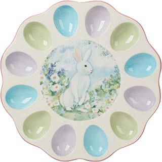 Certified International Easter Morning Round Deviled Egg Plate