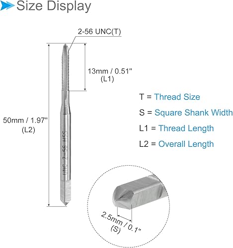 Vista 2 de Grifos de fresado de rosca, rosca 2#-56 UNC 2A, máquina de acero de alta velocidad, herramienta de roscado de tornillos de 3 flautas rectas