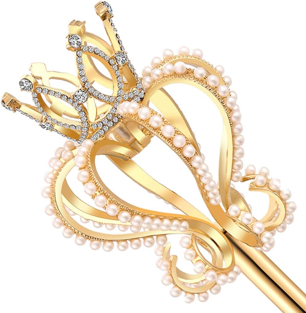 Gold Pearl Rhinestone Scepter Magic Party wand pageant Costume Accessory