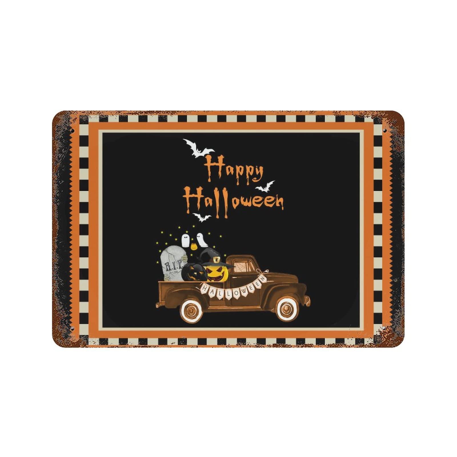 Panneau en métal effrayant camion d'Halloween déco de cimetière hanté