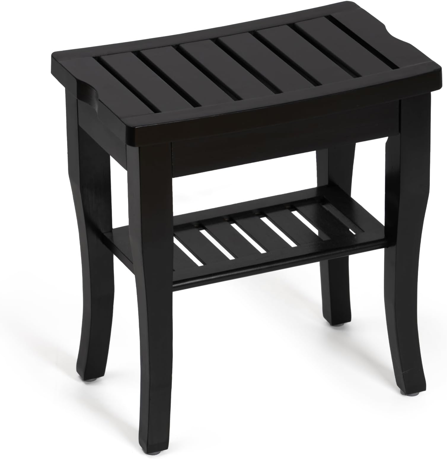 Amazon.com: Bamboo Shower Bench Inside Shower Stool with Storage Shelf ...