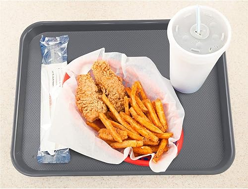 Miniatura 5 de Readsky 6 paquetes de bandejas de plástico para servir, bandejas de plástico de comida rápida de 17.2 x 13.4 pulgadas, gris oscuro