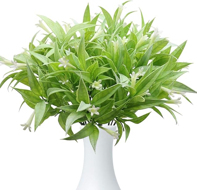 ZXM Artificial Flowers 4 Pieces 11.8 Inches Red/White Fake Spray Morning Glory Plants Shrubs Greenery Bouquet for Home Kitchen Table Arrangements Indoor Outdoor Wedding Fall Decorations (White)