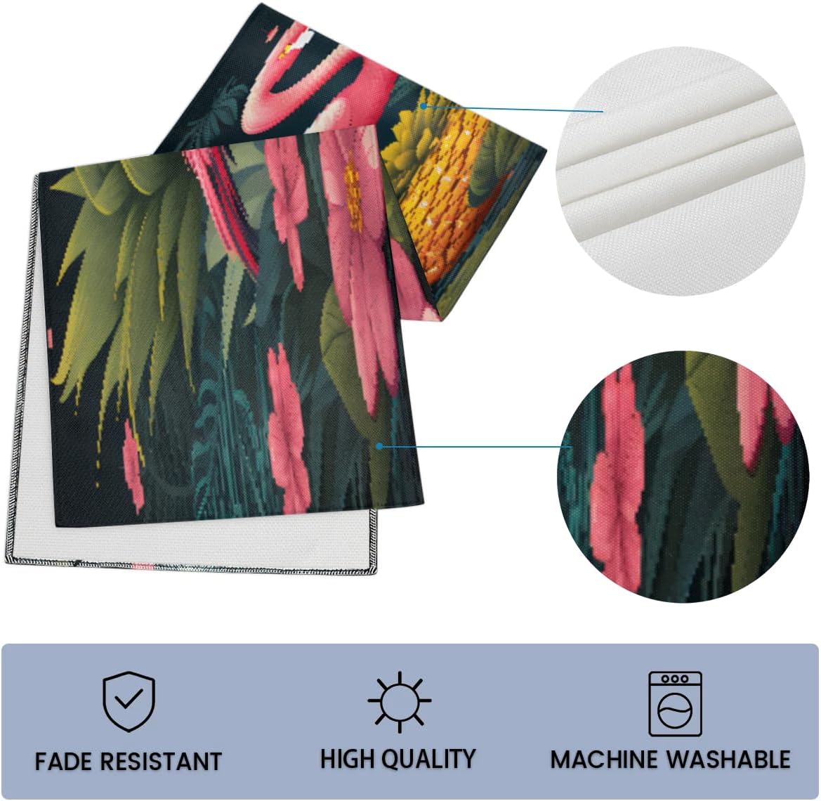Pineapple Flamingo Summer Table Runner and Placemats Set of 6 Table Mats and Runner for Dining Table Heat Resistant Place Mats with Table Runner
