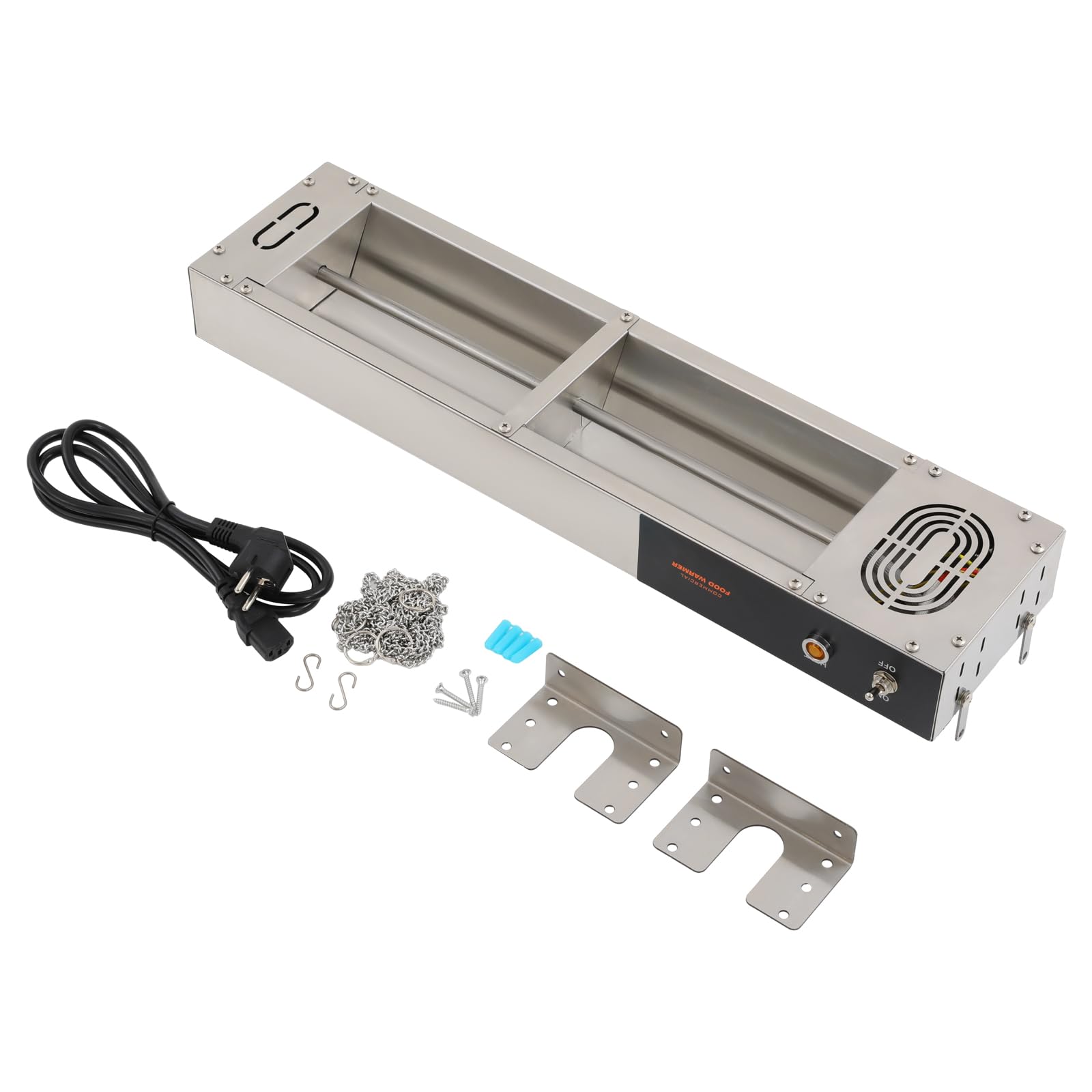 Lámpara de calor para cocina, calentador de alimentos, 750 W, acero inoxidable, temperatura 30 – 50 ℃, mantiene la superficie caliente 5 x 3 m, altura ajustable, para mantener la comida