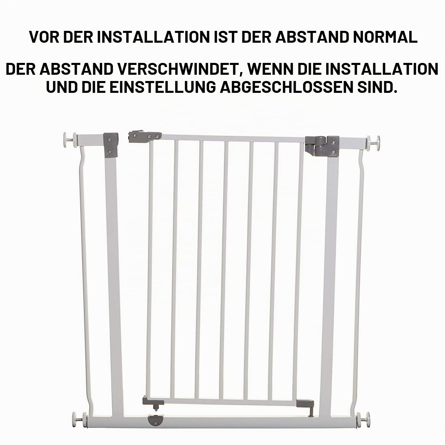 Star Ibaby - Sicherheitsbarriere für Kinder und Türen - Farbe Weiß - Maximale Polyvalität von 65 bis 91 cm - Inklusive 2 Verlängerungen von 10 cm - Inklusive Set für Geländer