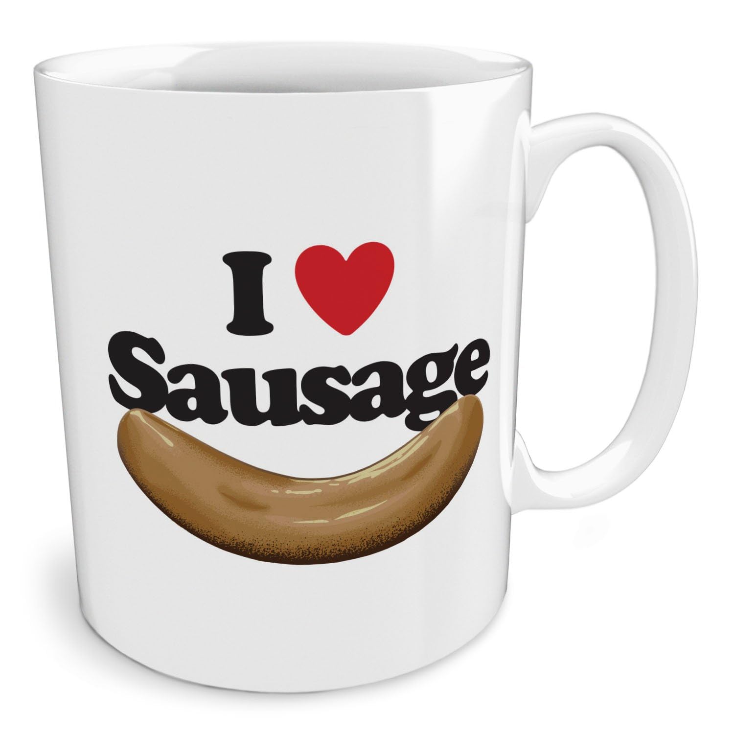 Black Raven Design - I Love Sausage | Heart, Ceramic Mug, 11fl oz
