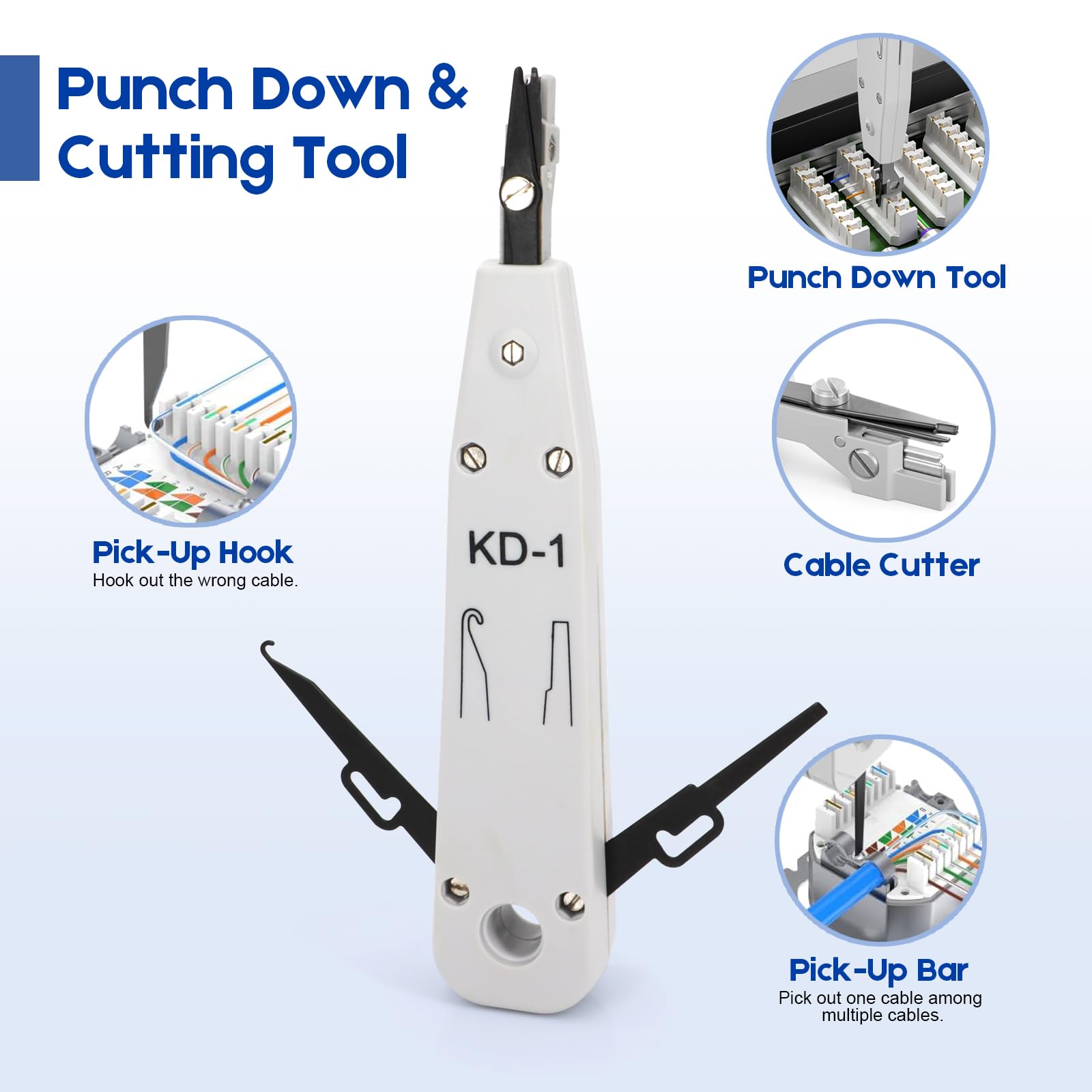 RJ45 Pass-Through Crimpzange Set für Cat5/Cat6/Cat7 mit Tester | Pass-Through Crimpzange mit Stecker. Set inkl. 20 RJ45 Stecker, Tester & LSA-Werkzeug. Kompatibel mit Cat5, Cat6, Cat7.