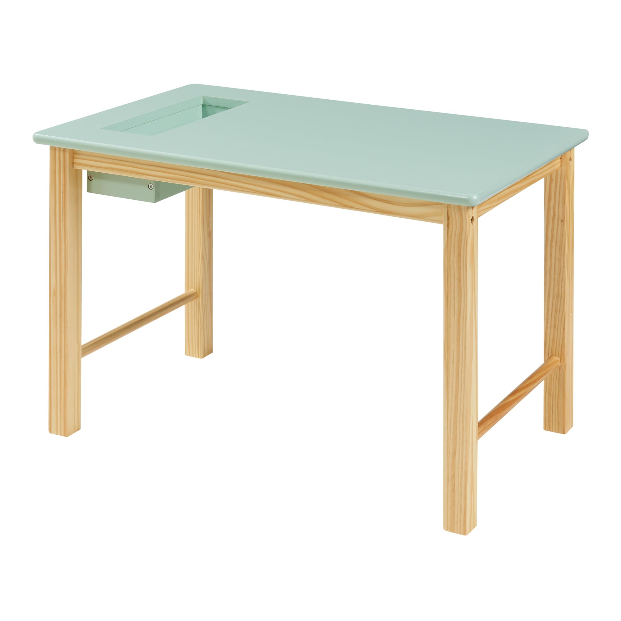 [en.casa] Set Mobili per Cameretta Tavolo e Sedia per Bambini Scrivania con Contenitore Integrato Arredo a Misura di Bimbi per Gioco Disegno Studio - Legno Naturale/Menta Verde
