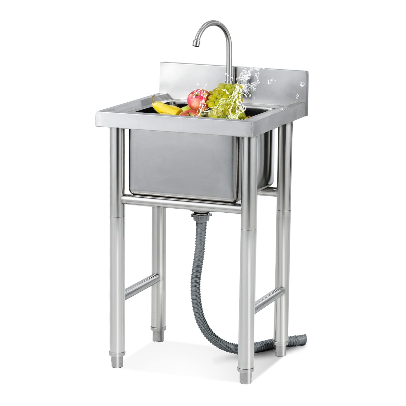 ZTCHSENZT Sink,Kitchen Utility Sink,304 Stainless Steel Sink Station Catering Unit for Bar Kitchen Restaurant Prep & Utility