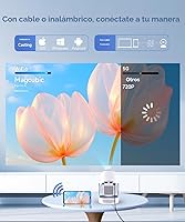 Vista 4 de Magcubic - Miniproyector 2025 4K compatible con WiFi 6 y Bluetooth 5.4, altavoz Soundbase de 5 W, portátil con corrección trapezoidal vertical