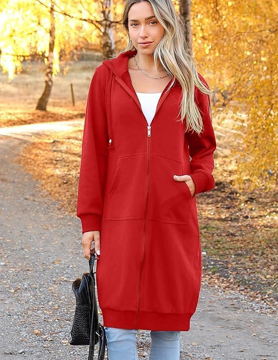 Zeagoo Women's Zip Up Hoodies Oversized Fleece Long Tunic Sweatshirts Casual Long Sleeve 2026 Fall Hoodie Jacket Coat - Image 5