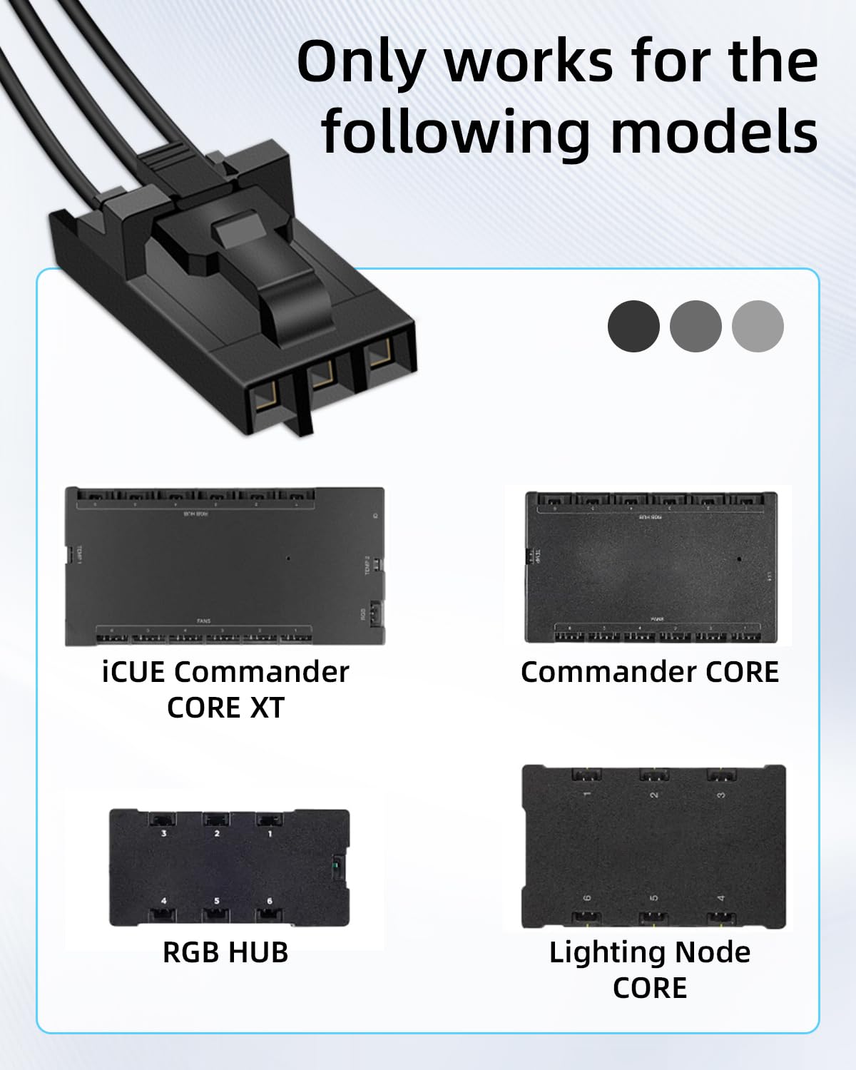 Câble Contrôleur RGB 3 Broches vers ARGB 3 Broches pour Hub RGB Corsair, Compatible Commander Core iCUE Commander Core XT Lighting Node Core, Lot de 2