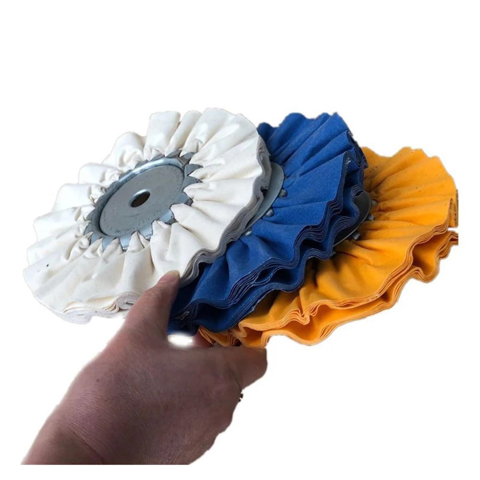 Roue de Polissage en Coton 1 pièce 8 "/200mm roue de polissage traitée en moulin bleu jaune 16 plis blanc coton non traité