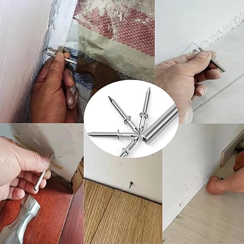 Miniatura 6 de UtySty Paquete de 50 zócalos de madera para montaje en pared, tornillo de doble extremo, clavo invisible, conector de 2 cabezas, fijador especial