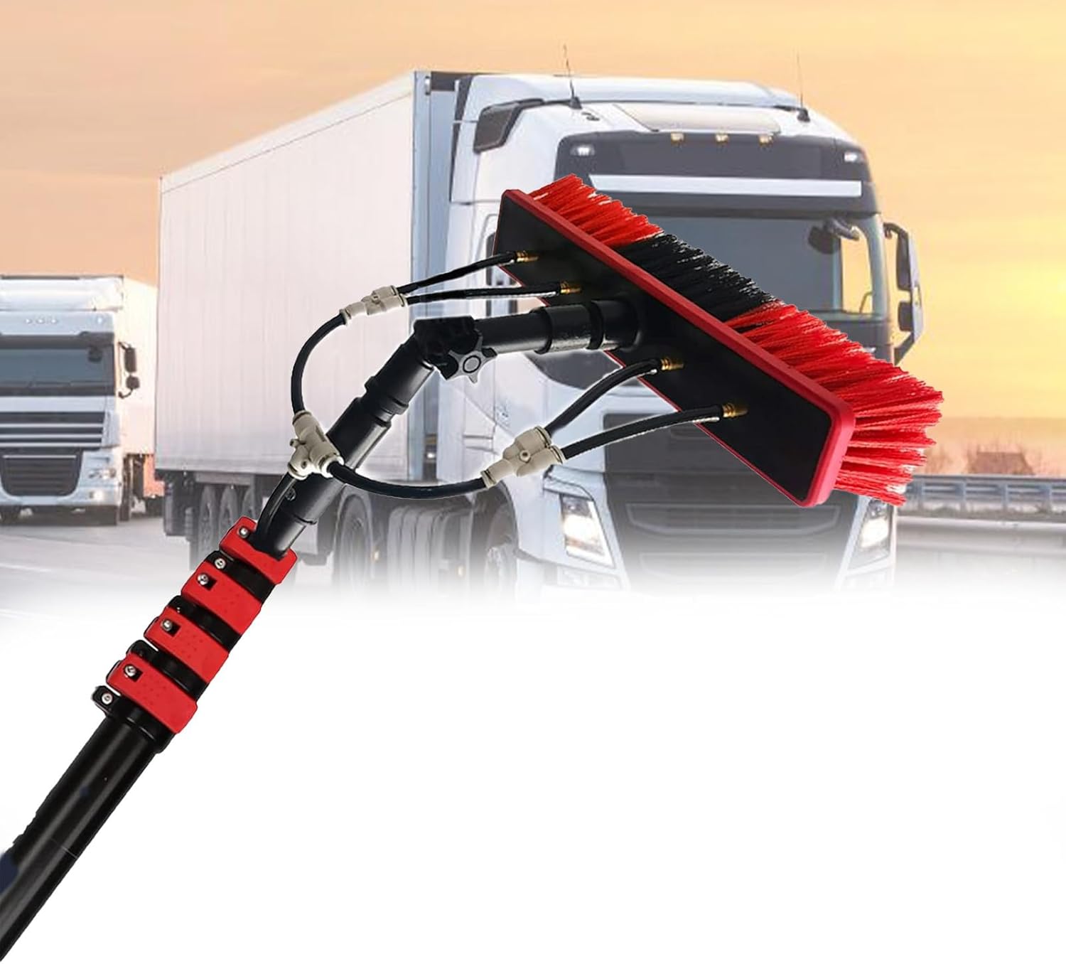 Window Cleaning Brush Equipment, 6-11M Telescopic Water Fed Poles Kit, Window and Solar Panel Cleaning Poles with Rotatable Brush Head, for Solar Panels, Trucks, Cars,9M/30FT