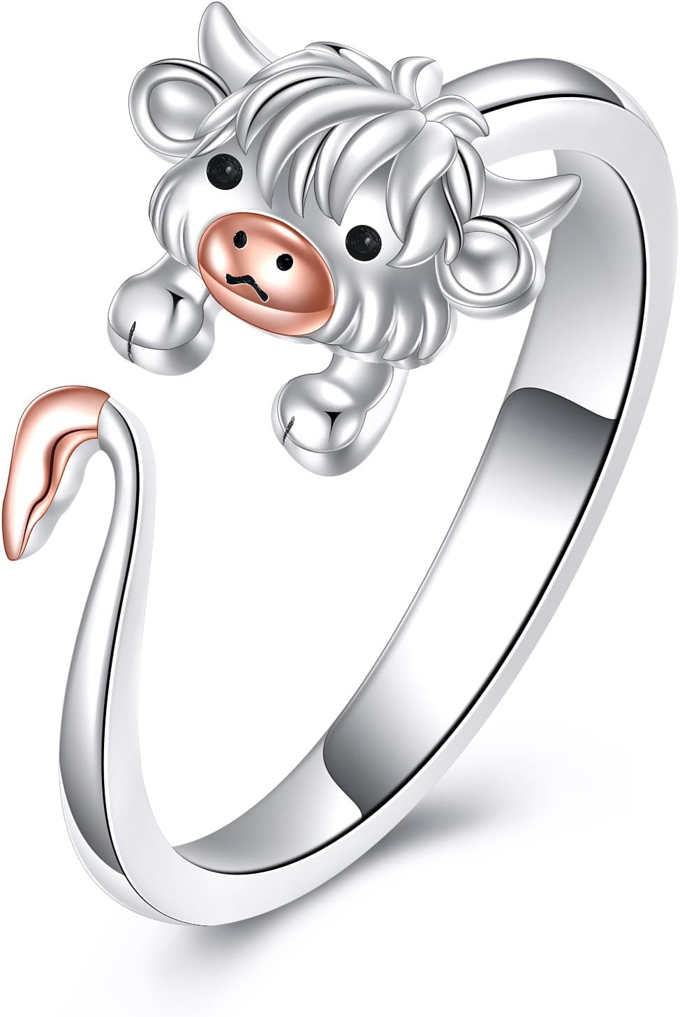 Animal Ring for Women Sterling Silver Cute Animal Open Adjustable Ring Jewelry Gifts Size 7