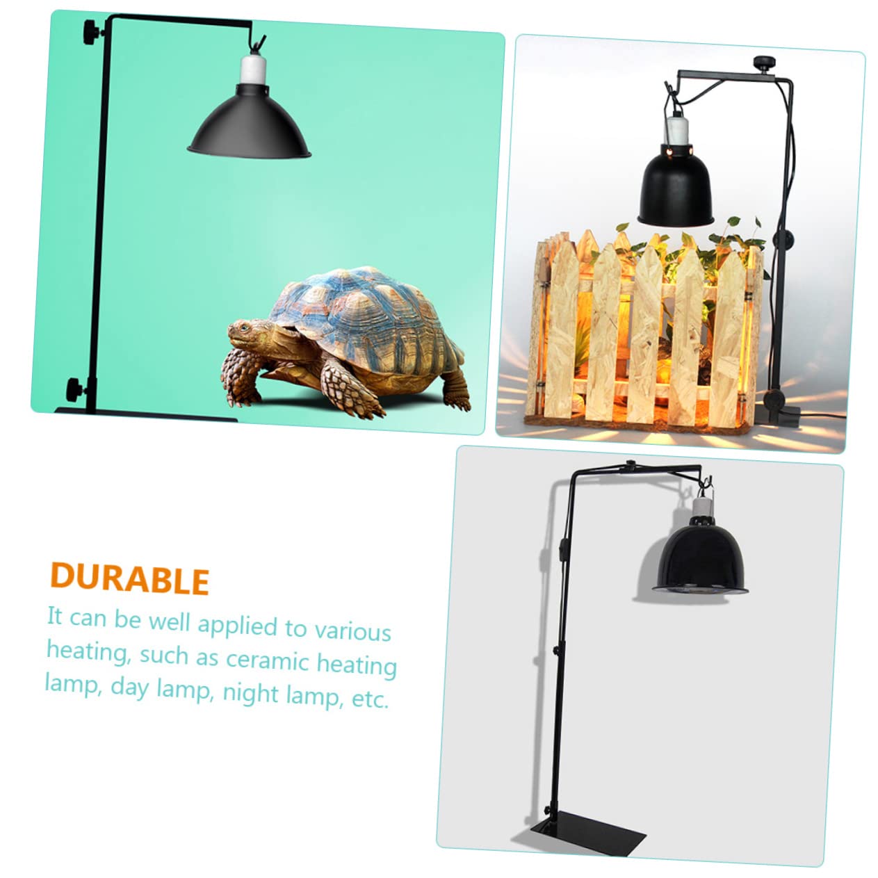 Abaodam Supporto Regolabile Alta Resistenza per Lampada Riscaldante Rettili in Metallo Nero e Facile Installazione, per Box di Rettili e Animali Arrampicatori