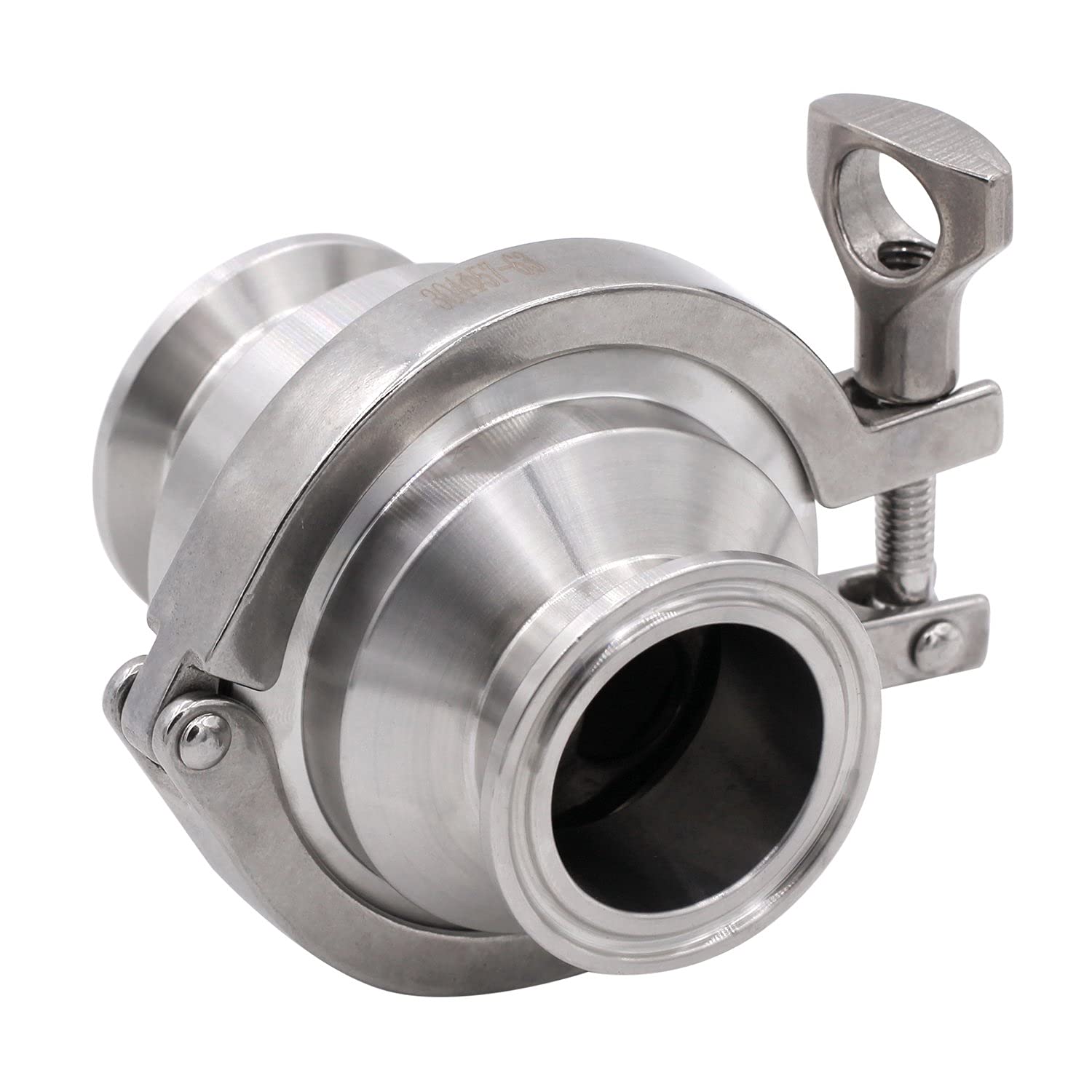 DERNORD Clapet anti-retour sanitaire – Débit unidirectionnel – 3,8 cm, style tri collier, acier inoxydable 304, joint FKM (clapet anti-retour à trois colliers de 3,8 cm)