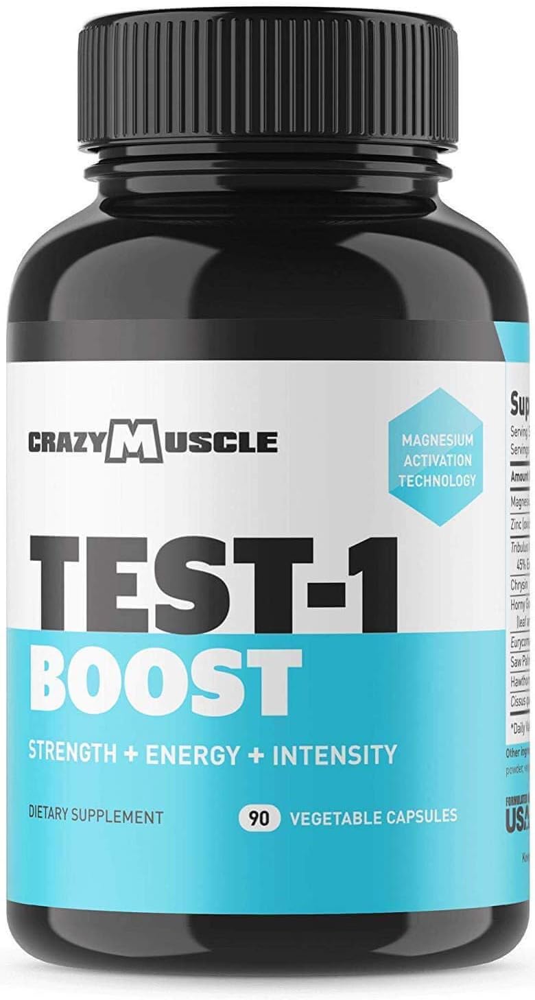 Crazy MuscleTestosterone Booster for Men and Women (over 1,300mg per capsule) to Increase Low Testosterone Levels by Crazy Muscle - Reverse The Effects of Low Test on Muscle and Fat - 90 Pills