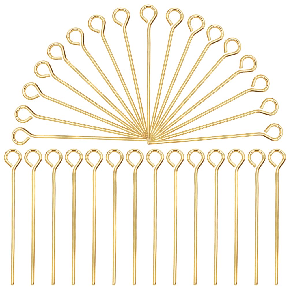arricraft 500 Pcs 18K Gold Plated Open Eye Pins, 20mm (0.79 Inch) 24 Gauge Head Pins for DIY Jewelry Making – Ideal for Crafting Earrings, Bracelets, Necklaces, and Other Accessories