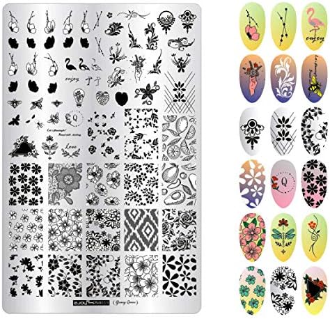 ZJOY Stainless Steel Nail Stamping Image Plate Jumbo Size (ZJOYplus-018) (9.5 * 14 Cm)
