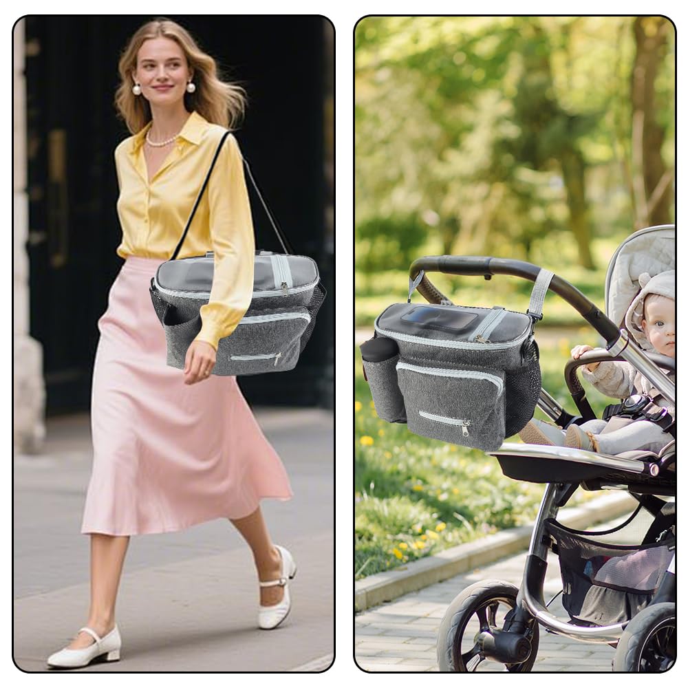 FEMONGY Bolso para carro bebe universal, Bolsa carro bebe de gran capacidad, Viene con correa de hombro desmontable, Proteger contra salpicaduras ligeras de agua — view 6