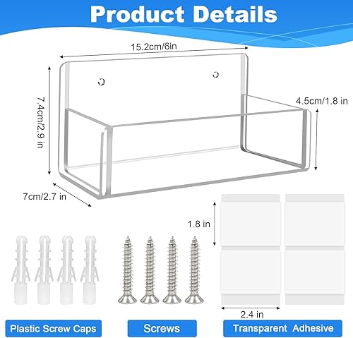 Miniatura 3 de Estante acrílico para especias de montaje en pared, 6 pulgadas, soporte transparente para almacenamiento de especias, paquete de 2 organizadores