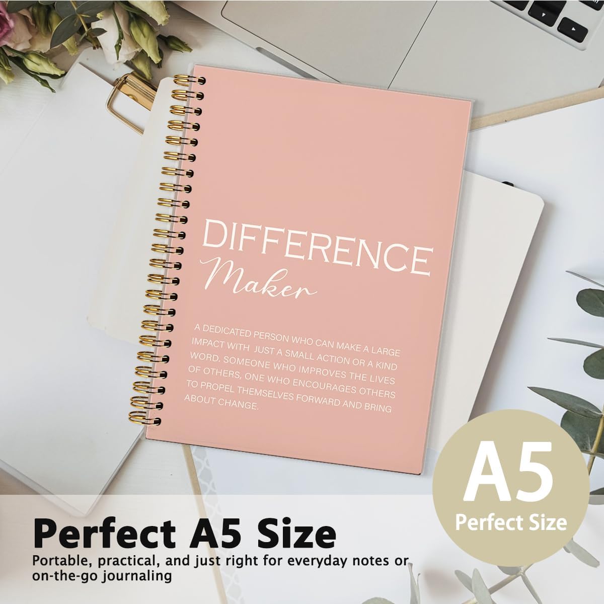 Pink Difference Maker Gift, Difference Maker Definition Hardcover Spiral Notebook Journal, Motivational Notebooks, Thank You Gifts for Women Men Teacher Coworkers, 5.5x8.3 - Image 2