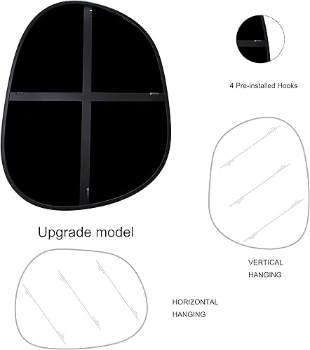 Miniatura 3 de Espejo de pared asimétrico para decoración de 21 x 27 pulgadas, moderno espejo de pared con marco negro para sala de estar, baño, dormitorio,