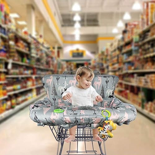 Miniatura 23 de Funda para carrito de compras para bebé de algodón, lavable a máquina para bebés, niños pequeños, niños o niñas, grandes (lindas) Animal Print,Azul