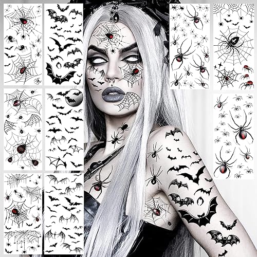 HOWAF Spinnen Haarreif & Gesichtstattoos - Halloween Kostüm Zubehör Schwarz