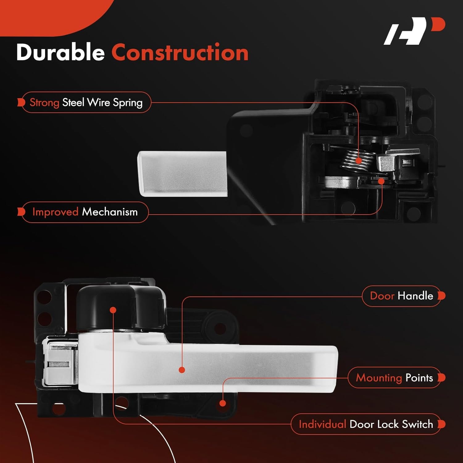 A-Premium Front Right Passenger Side Interior Door Handle Compatible with Toyota FJ Cruiser 2007-2014, Painted Silver, Replace# 69205-35020-B0