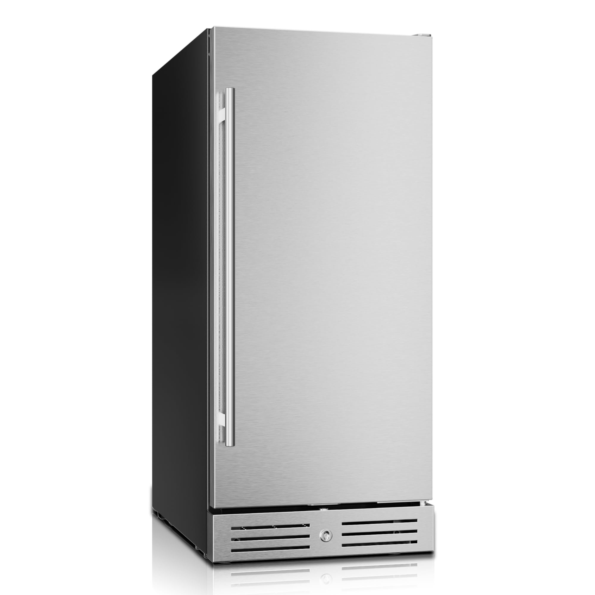 Yeego 15 Inch Beverage Refrigerator, 100-Can Beverage Cooler with Lock & Auto Defrost, Stainless Steel Indoor & Covered Outdoor Beverage Fridge, Freestanding or Under Counter for Beer, Soda & Wine | Fridge.com