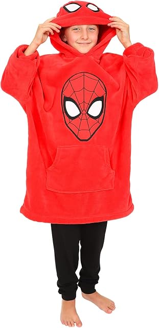 Marvel Spiderman Hoodie, Oversized Fleece Blanket Hoodie for Boys