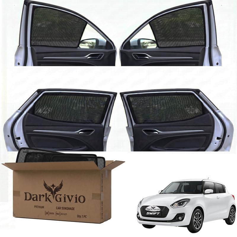 Image of Car Window Sun Shade Protector for Swift 2025 | Exact Fit Non-Magnetic Half Cut Sunshade (Set of 4 /6) | UV Blocker Side Window Car Curtains & Interior Accessory