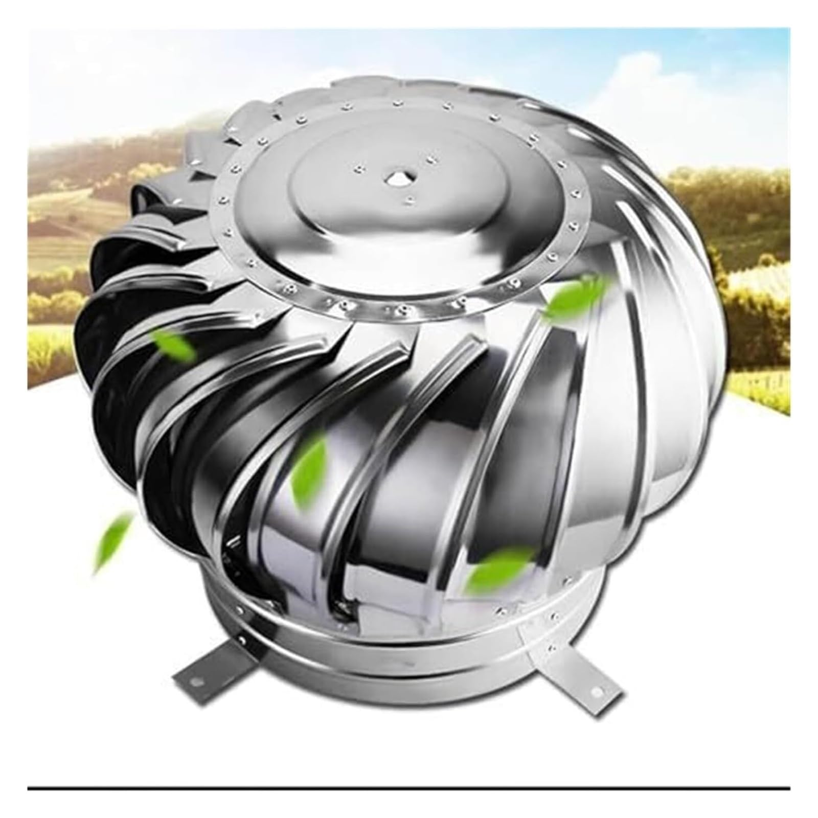 Rotating Chimney Cowl Cap, Galvanized Steel 304 Stainless Roof Ventilator Cap Chimney Spinner Cowl 100-500mm(100mm)