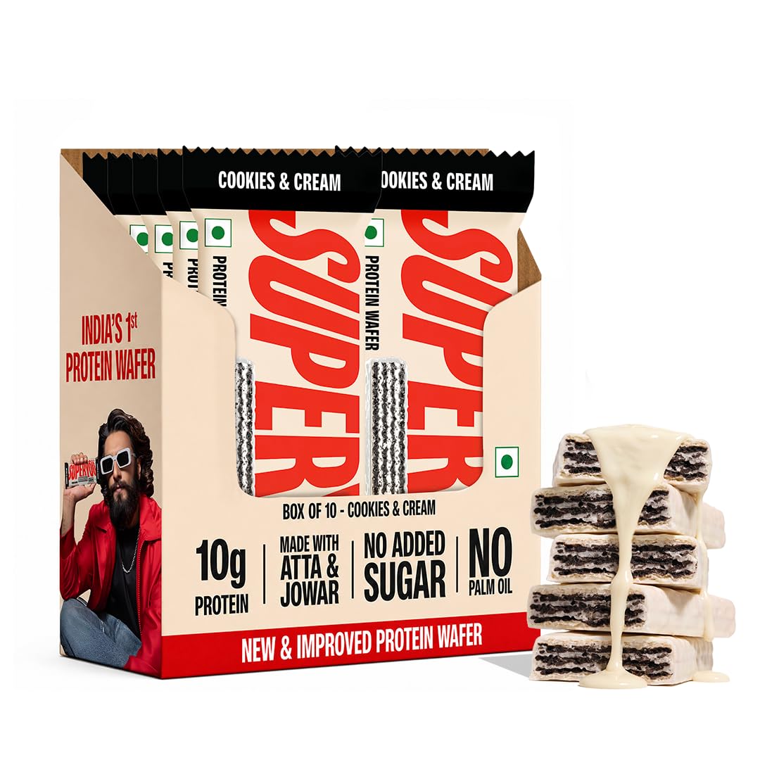 SuperYou Cookies & Cream Protein Wafer Bars (Pack of 10)|10g Protein, 3g Fiber, No Added Sugar|Yeast Fermented Protein|Energy Bars|Crunchy Wafer Bar|100% Vegetarian|No Palm Oil|400g-image-27