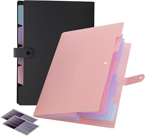 NAFY Carpeta de archivos expansible colorida, carpeta de 5 bolsillos con etiquetas de colores, carpeta de archivos de acordeón portátil con patrón